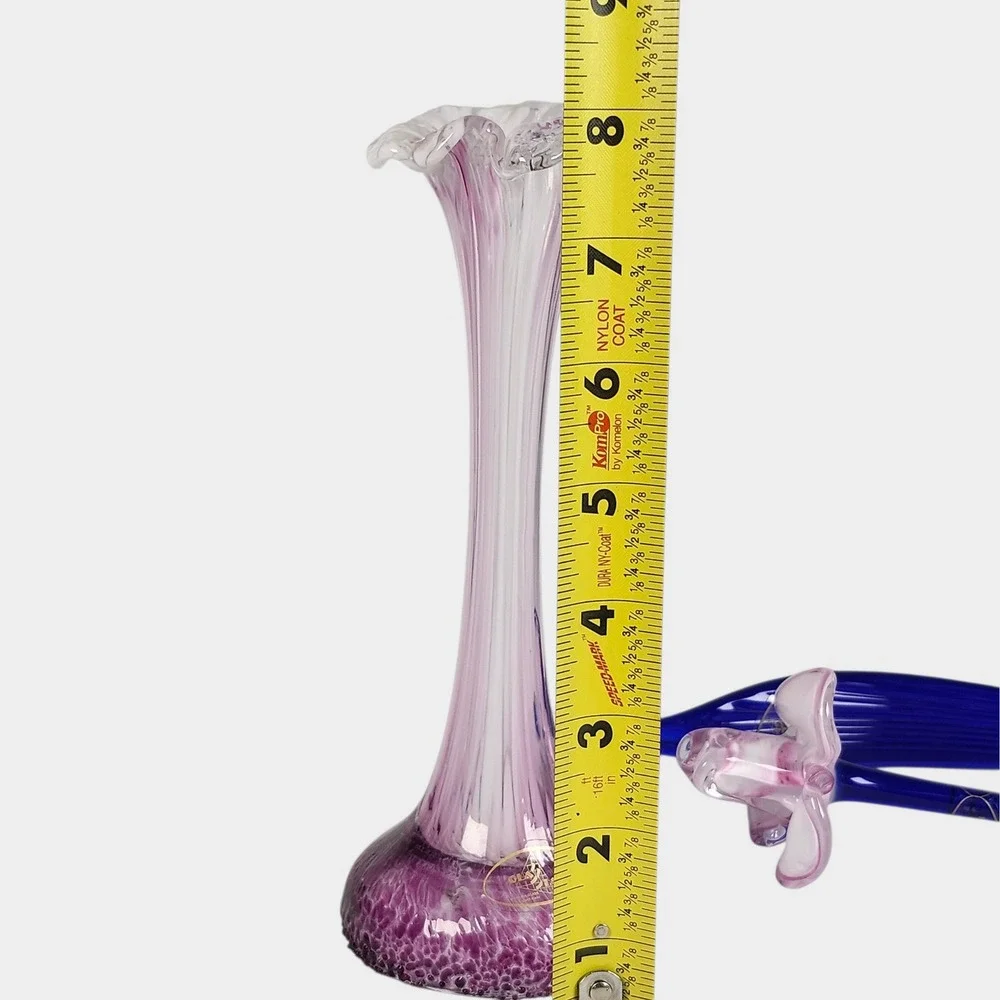 Bohemia Glass Flower & Leaf Bud Vase Handmade Czech Glasstar Murano Style